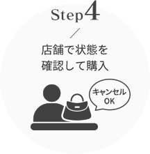 step4 店舗で状態を確認して購入(キャンセルOK)
